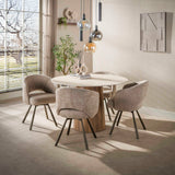 Table à manger ronde Jimi Ø120 cm céramique travertin beige