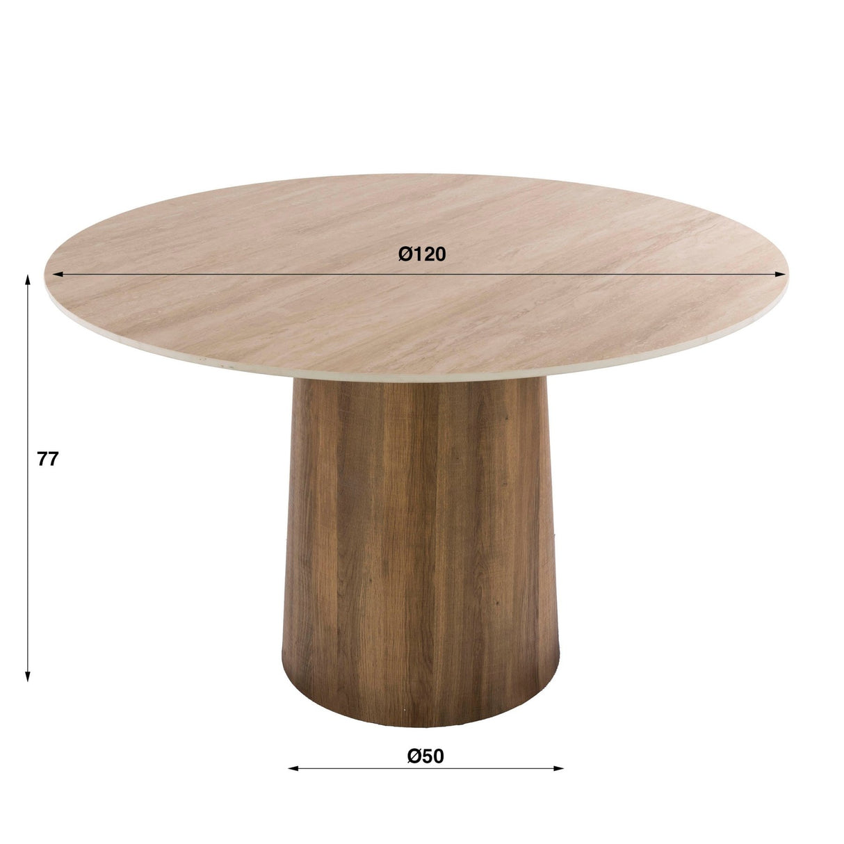 Table à manger ronde Jimi Ø120 cm céramique travertin beige