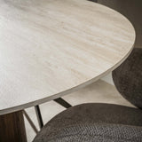 Table à manger ronde Jimi Ø120 cm céramique travertin beige