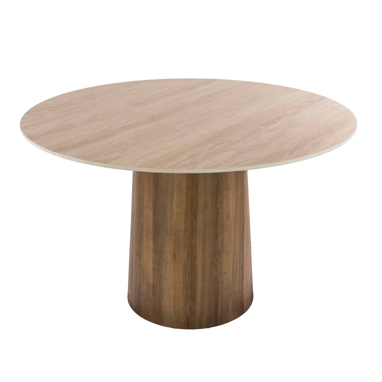 Table à manger ronde Jimi Ø120 cm céramique travertin beige