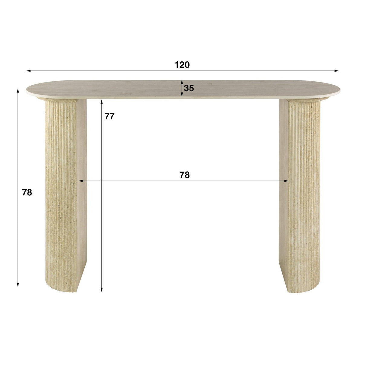 Coiffeuse moderne Archon en céramique travertin 120 cm