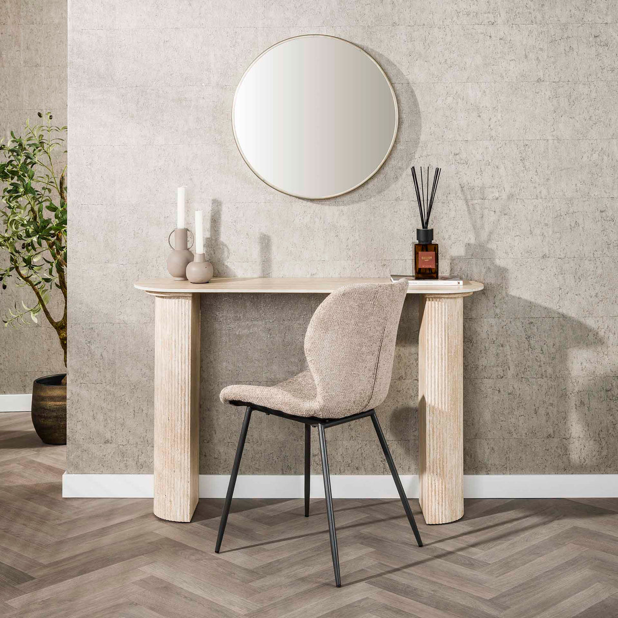 Coiffeuse moderne Archon en céramique travertin 120 cm
