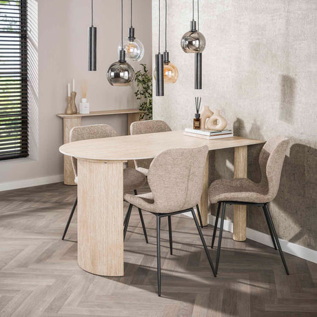 Eettafels - Archon Moderne Eettafel Keramiek Travertin 140x80 cm - Dimehouse