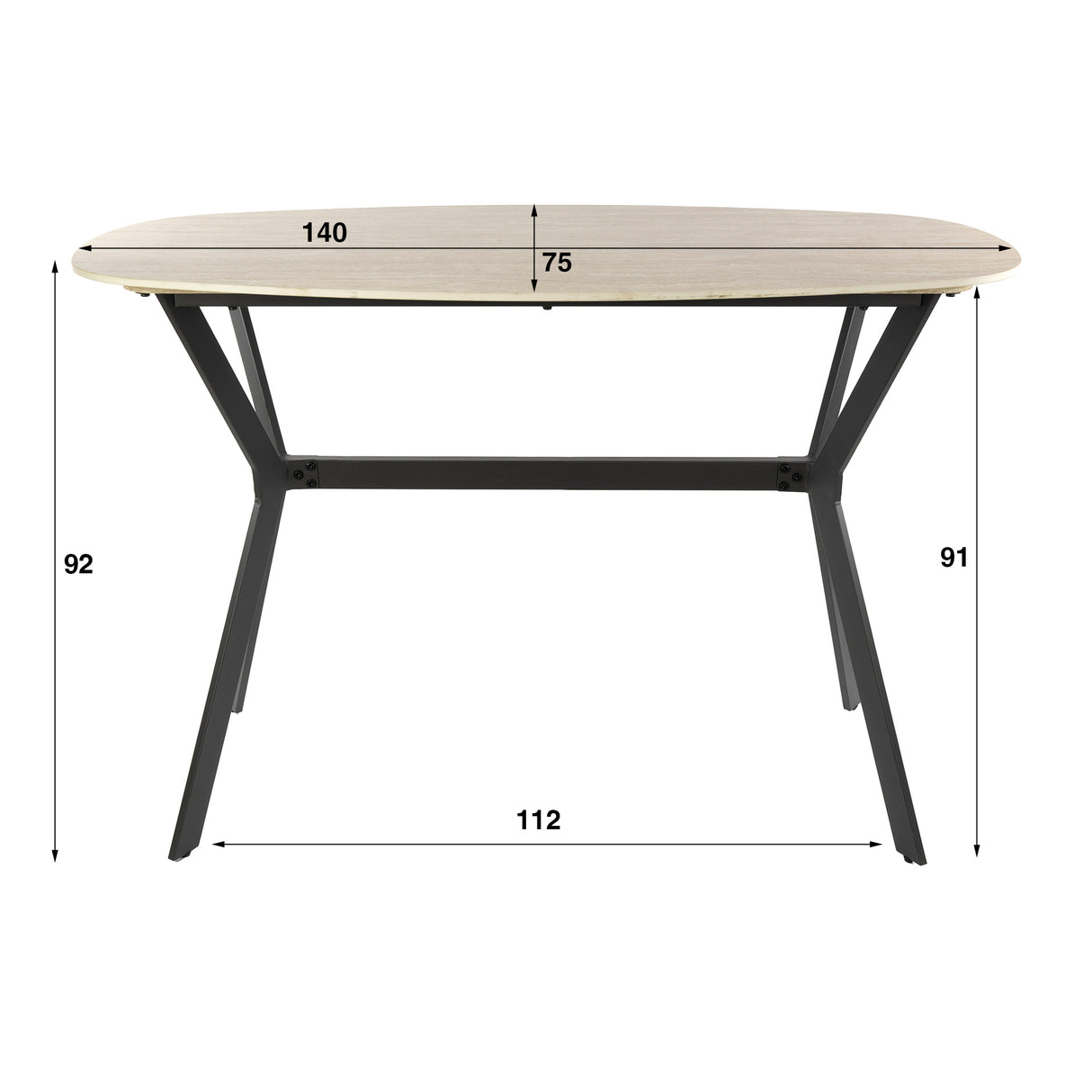 Bartafels - Archon Moderne Deens Ovaal Bartafel Keramiek Travertin 140 cm - Dimehouse