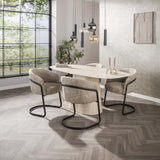 Eetkamerstoelen - Set van 2 eetkamerstoelen Reno Hoven zand stof - Dimehouse
