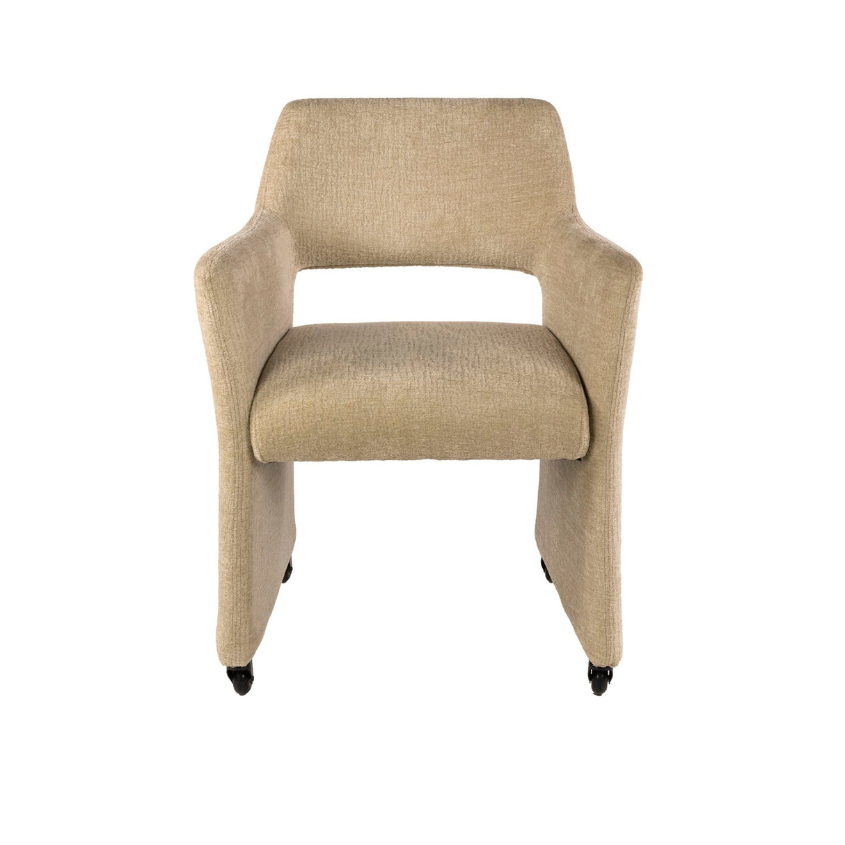 Eetkamerstoelen - Set van 2 Eetkamerstoelen Capri Jaroq zand Stof op wieltjes - Dimehouse