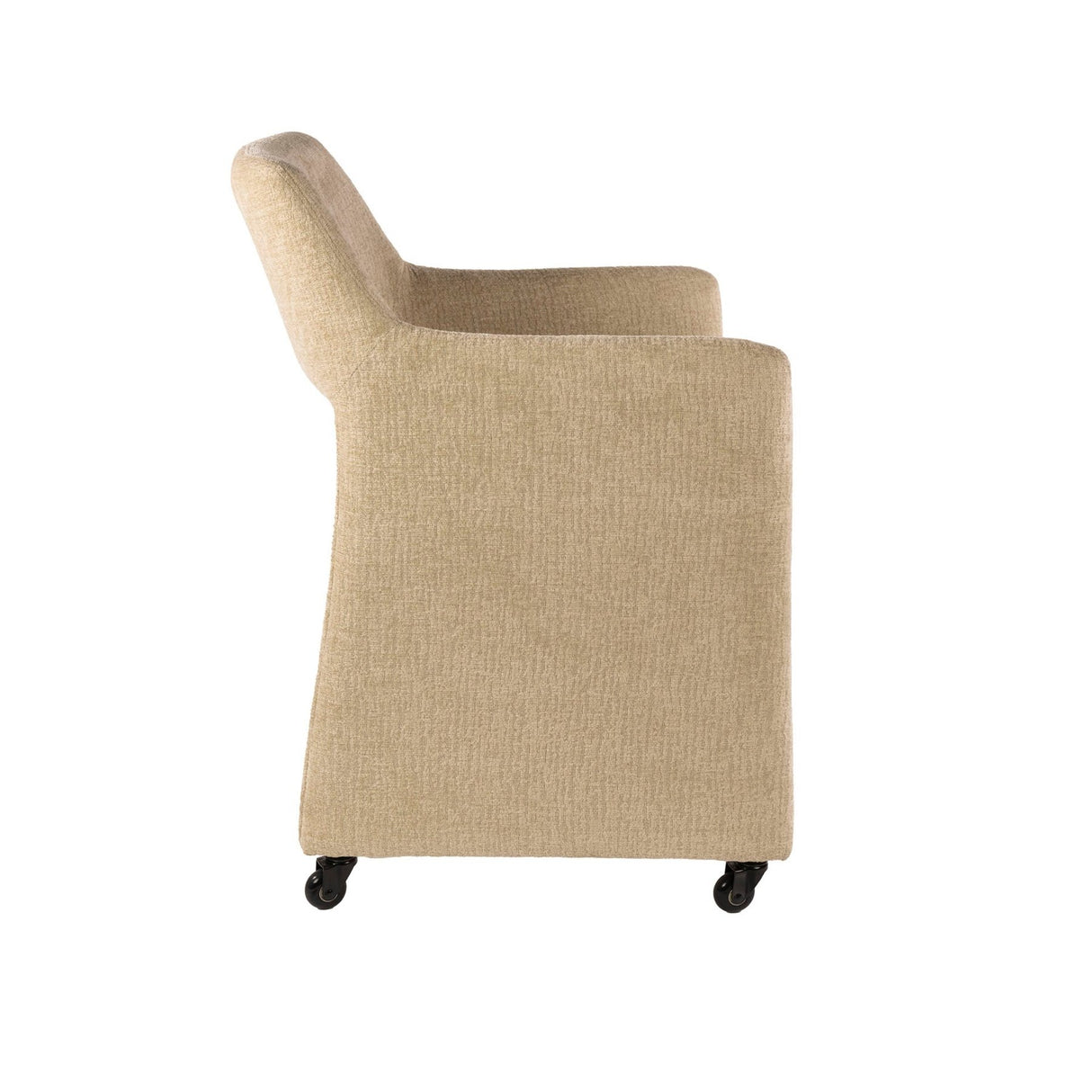 Eetkamerstoelen - Set van 2 Eetkamerstoelen Capri Jaroq zand Stof op wieltjes - Dimehouse