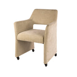 Eetkamerstoelen - Set van 2 Eetkamerstoelen Capri Jaroq zand Stof op wieltjes - Dimehouse
