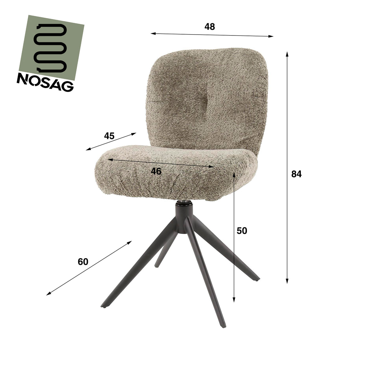 Chaise de salle à manger pivotante taupe en bouclé Lirio pivotante 