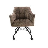Lot de 2 chaises de salle à manger Tova en tissu taupe avec roulettes