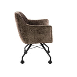Lot de 2 chaises de salle à manger Tova en tissu taupe avec roulettes
