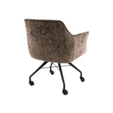 Lot de 2 chaises de salle à manger Tova en tissu taupe avec roulettes