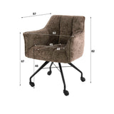 Lot de 2 chaises de salle à manger Tova en tissu taupe avec roulettes