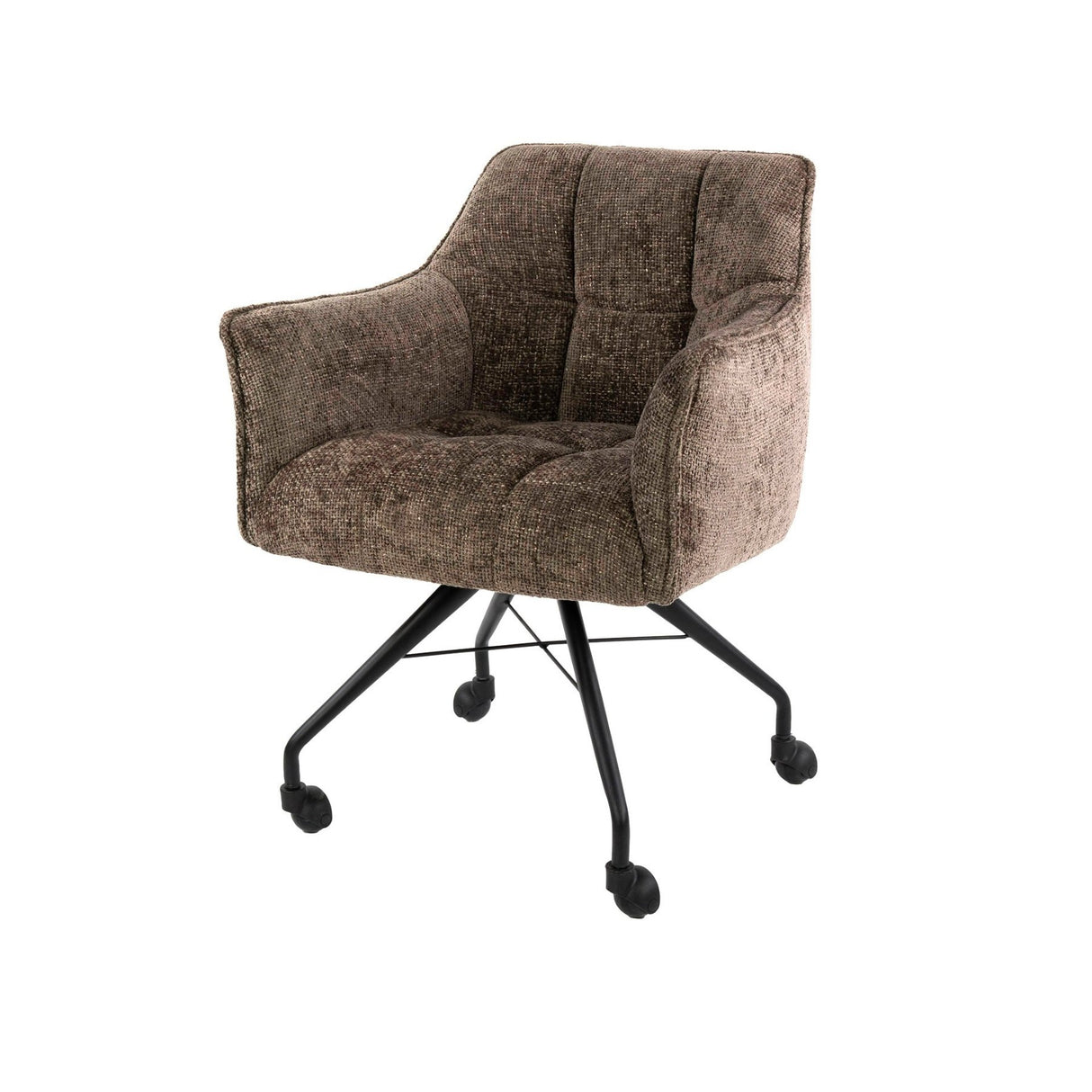 Lot de 2 chaises de salle à manger Tova en tissu taupe avec roulettes