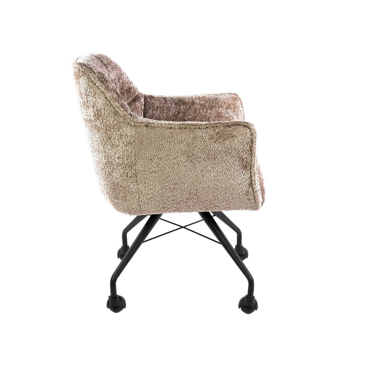 Lot de 2 chaises de salle à manger Tova tissu Alura sable avec roulettes