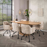 Lot de 2 chaises de salle à manger Tova tissu Alura sable avec roulettes