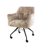 Lot de 2 chaises de salle à manger Tova tissu Alura sable avec roulettes