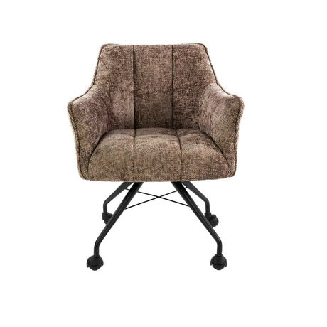 Eetkamerstoelen - Set van 2 Eetkamerstoelen Tova Stof Hoven Rich Champagne Met Wieltjes - Dimehouse