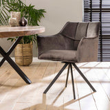 Chaise de salle à manger Lino Velvet Anthracite Pivotante 