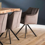 Chaise de salle à manger Lino Velvet Anthracite Pivotante 