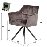 Chaise de salle à manger Lino Velvet Anthracite Pivotante 