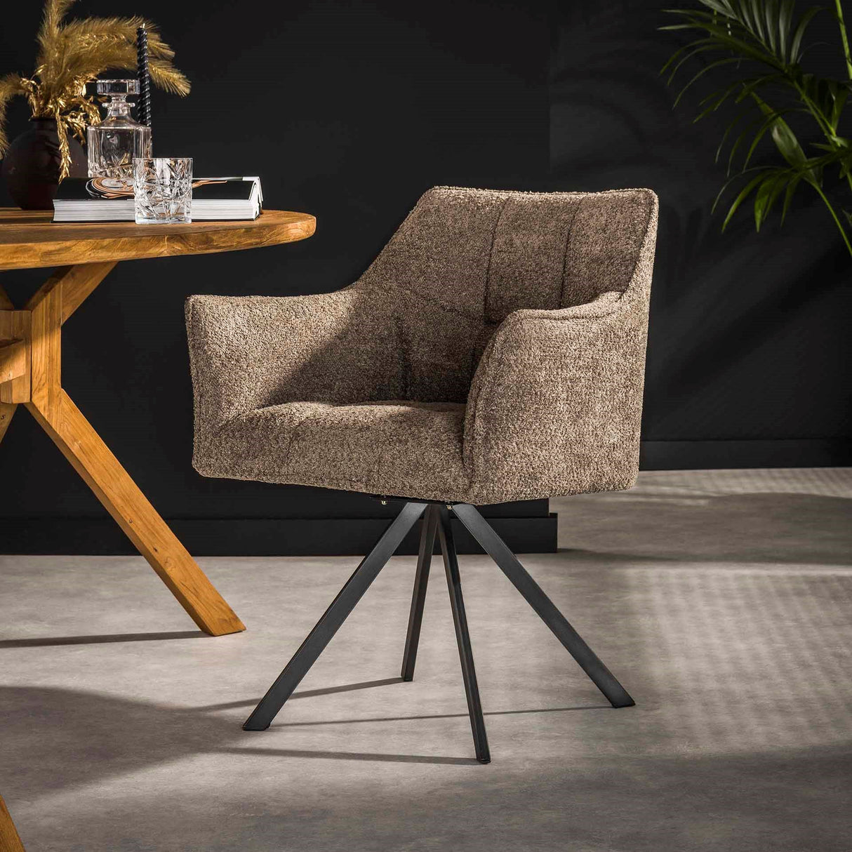 Chaise de salle à manger Lino Bouclé Taupe Pivotante 