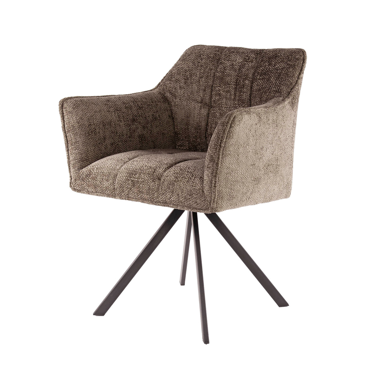 Chaise de salle à manger Lino en chenille, riche taupe, pivotante 