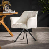 Chaise de salle à manger Lino Bouclé Blanc Pivotante 