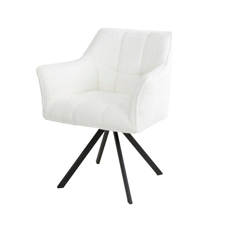 Chaise de salle à manger Lino Bouclé Blanc Pivotante 