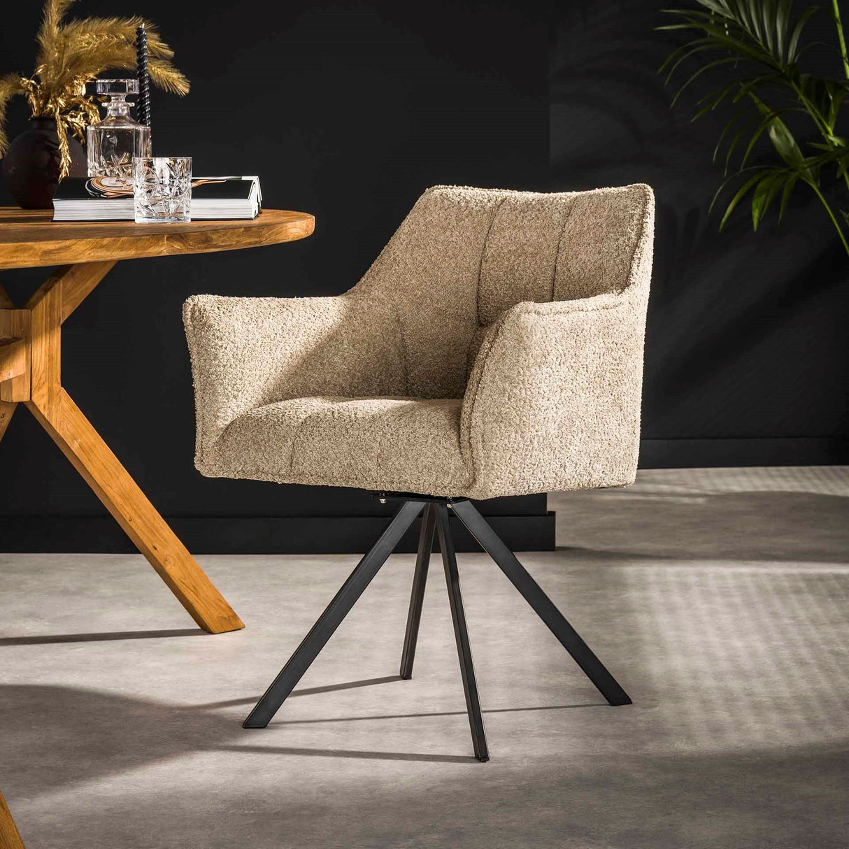 Chaise de salle à manger Lino Bouclé Sable Pivotante Grille 