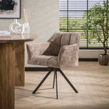 Ensemble de 2 chaises de salle à manger Lino en chenille couleur champagne riche pivotante 