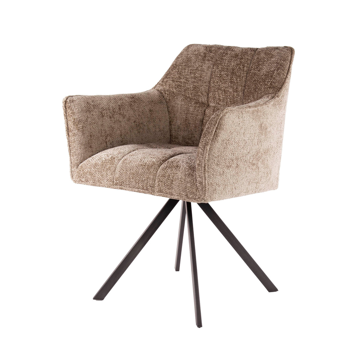 Ensemble de 2 chaises de salle à manger Lino en chenille couleur champagne riche pivotante 