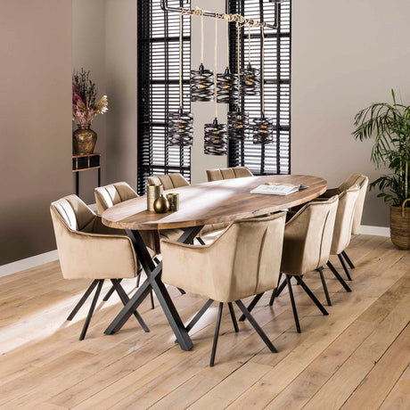 Ensemble de 2 chaises de salle à manger Lino Velvet Champagne pivotantes 
