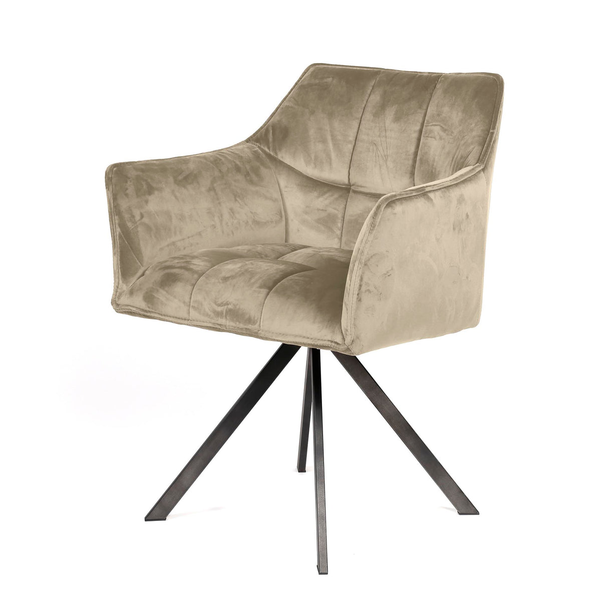 Ensemble de 2 chaises de salle à manger Lino Velvet Champagne pivotantes 
