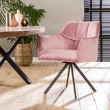 Ensemble de 2 chaises de salle à manger Lino Velvet Rose Pivotantes 