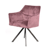 Ensemble de 2 chaises de salle à manger Lino Velvet Rose Pivotantes 