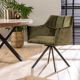 Ensemble de 2 chaises de salle à manger Lino Velvet Vert pivotantes 