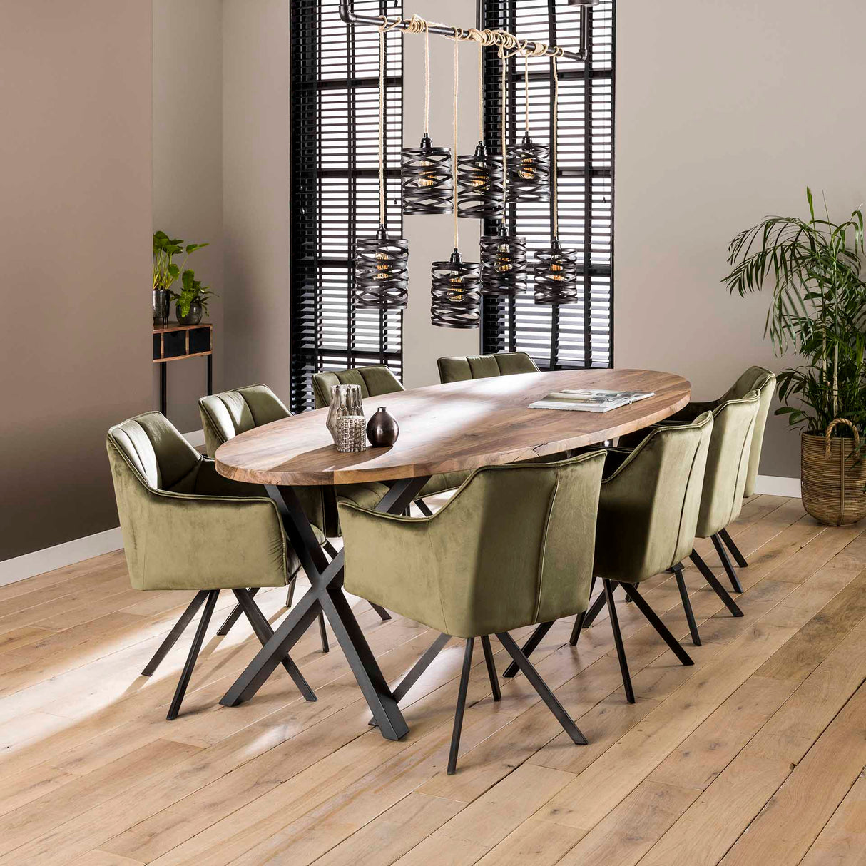 Ensemble de 2 chaises de salle à manger Lino Velvet Vert pivotantes 