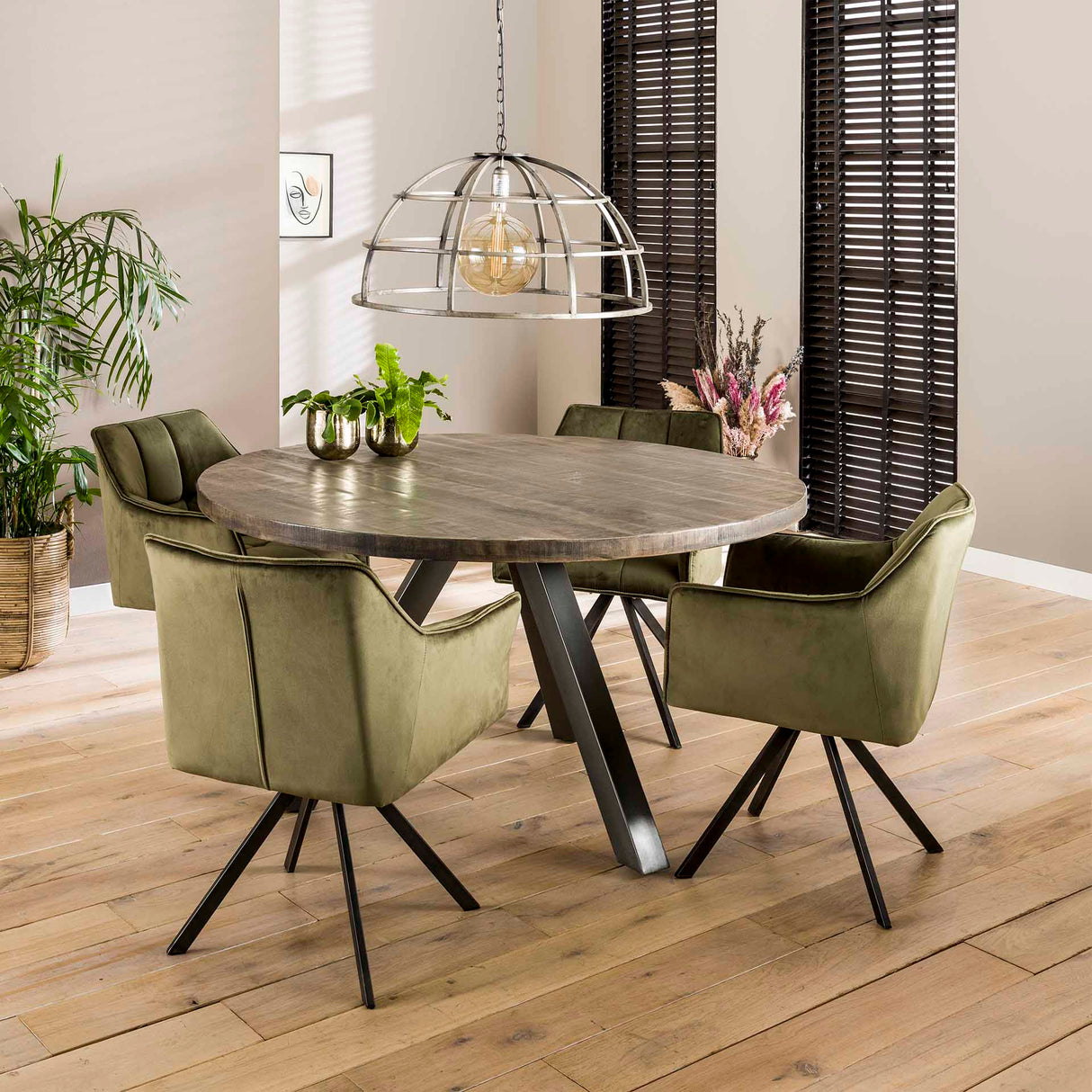 Ensemble de 2 chaises de salle à manger Lino Velvet Vert pivotantes 