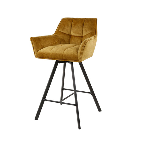 Tabouret de bar Lino Velvet Or Pivotant 