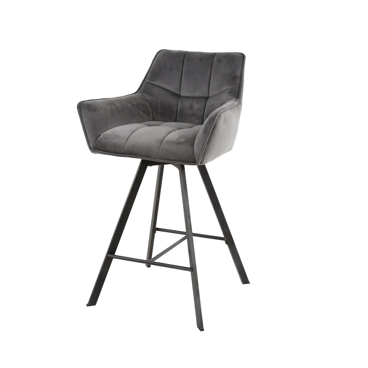 Ensemble de 2 tabourets de bar Lino Velvet Anthracite Pivotants 