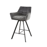 Ensemble de 2 tabourets de bar Lino Velvet Anthracite Pivotants 