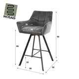 Ensemble de 2 tabourets de bar Lino Velvet Anthracite Pivotants 