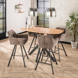 Tabouret de bar Lino en velours chenille couleur riche taupe pivotant 
