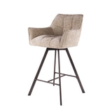 Tabouret de bar Lino en velours chenille couleur sable foncé, pivotant 