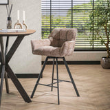 Ensemble de 2 tabourets de bar Lino Chenille Tissu Champagne Riche Pivotant 