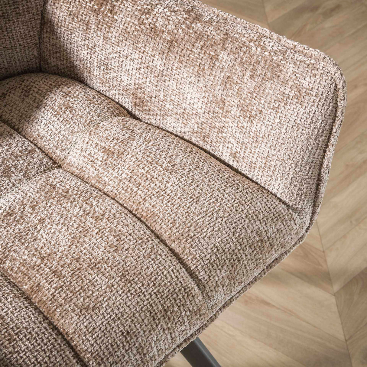 Ensemble de 2 tabourets de bar Lino Chenille Tissu Champagne Riche Pivotant 