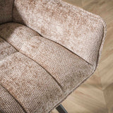 Ensemble de 2 tabourets de bar Lino Chenille Tissu Champagne Riche Pivotant 