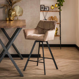 Lot de 2 tabourets de bar Lino Velvet Champagne Pivotants 