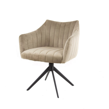 Ensemble de 2 fauteuils de salle à manger Monaco pivotants en velours Champagne 